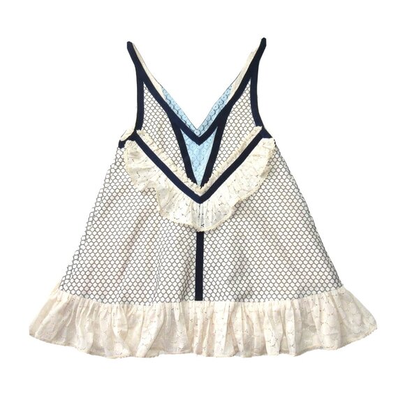 NWT Eckhaus Latta Dolly in Ecru Navy Lace A-line Mini Tank Dress 2 $625 - Picture 7 of 9